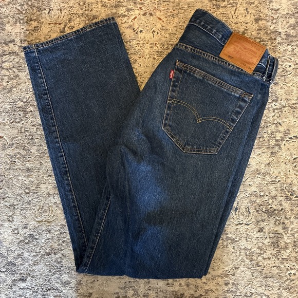 Levi's Other - Levi's 501 Jeans Men 36x34 Blue Straight Fit Faded Whiskered Zip Fly Denim
